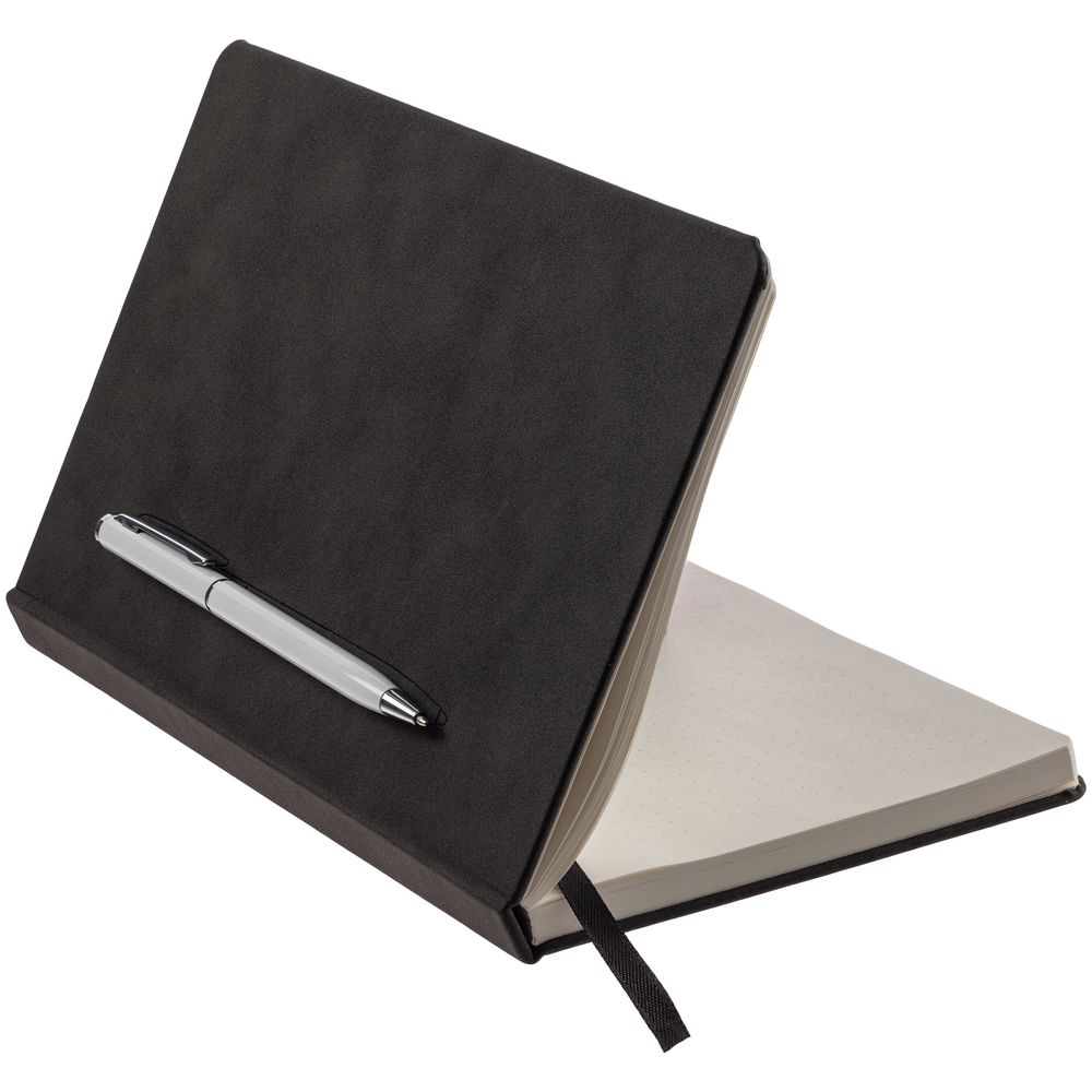 Блокнот Magnet Chrome с ручкой, черный с белым / Миниатюра WWW (1000)