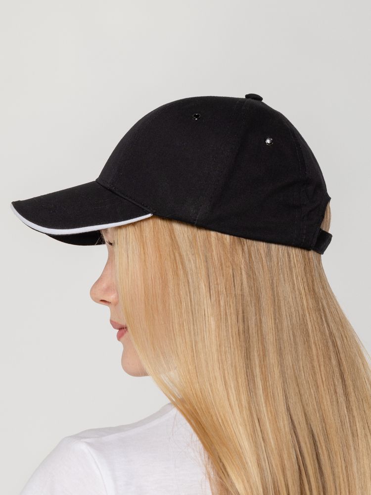 Бейсболка Canopy, черная с белым кантом / Миниатюра WWW (1000)