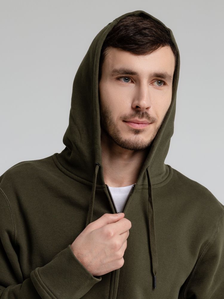 Толстовка с капюшоном на молнии унисекс King, хаки / Миниатюра WWW (1000)