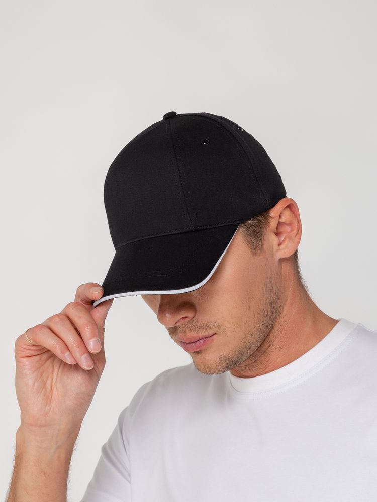 Бейсболка Canopy, черная с белым кантом / Миниатюра WWW (1000)