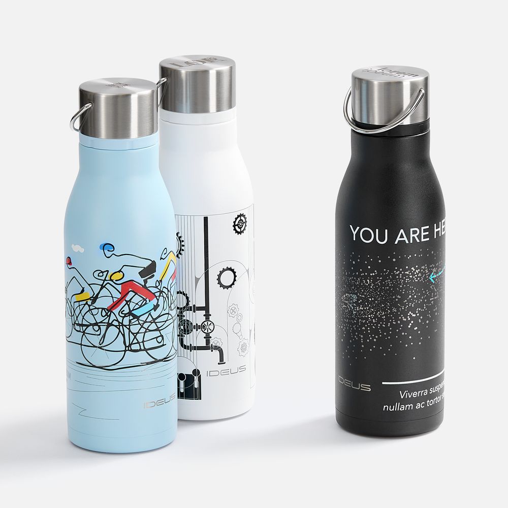 Термобутылка Tabenodo, голубая / Миниатюра нанесения (1000)