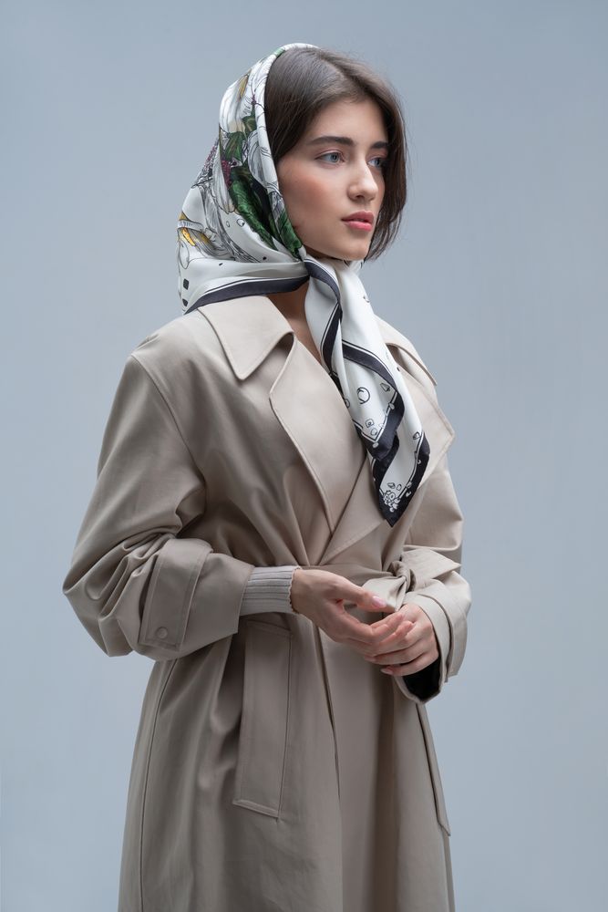 Платок шелковый Delicate, каллы / Миниатюра WWW (1000)