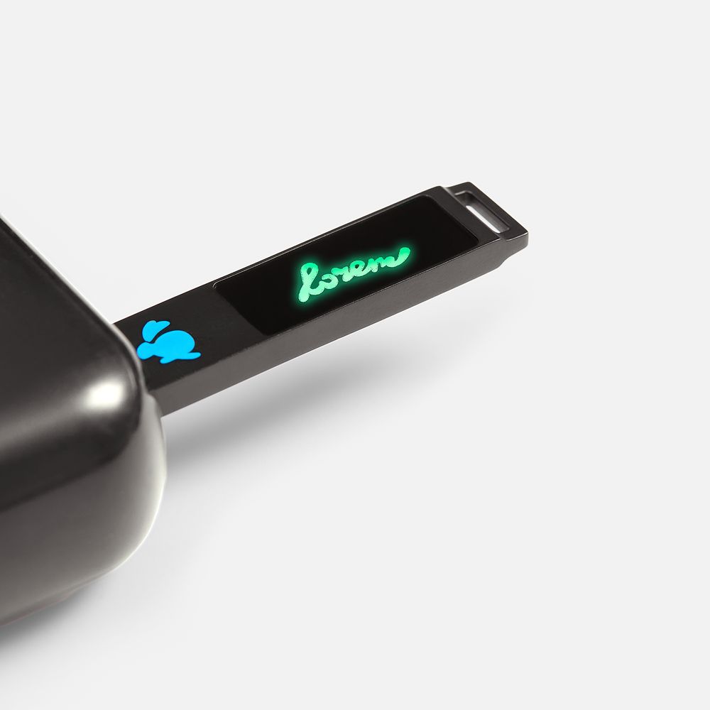 Флешка markBright Black с зеленой подсветкой, 32 Гб / Миниатюра нанесения (1000)