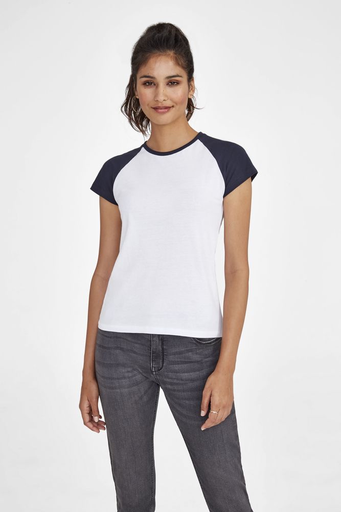 Футболка женская Milky 150, белая с оранжевым / Миниатюра WWW (1000)