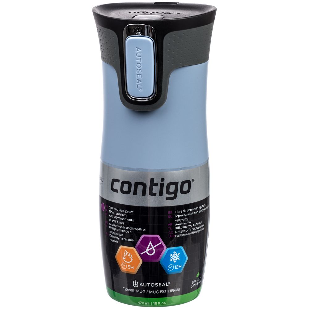 Термостакан Contigo West Loop, вакуумный, серо-голубой / Миниатюра WWW (1000)