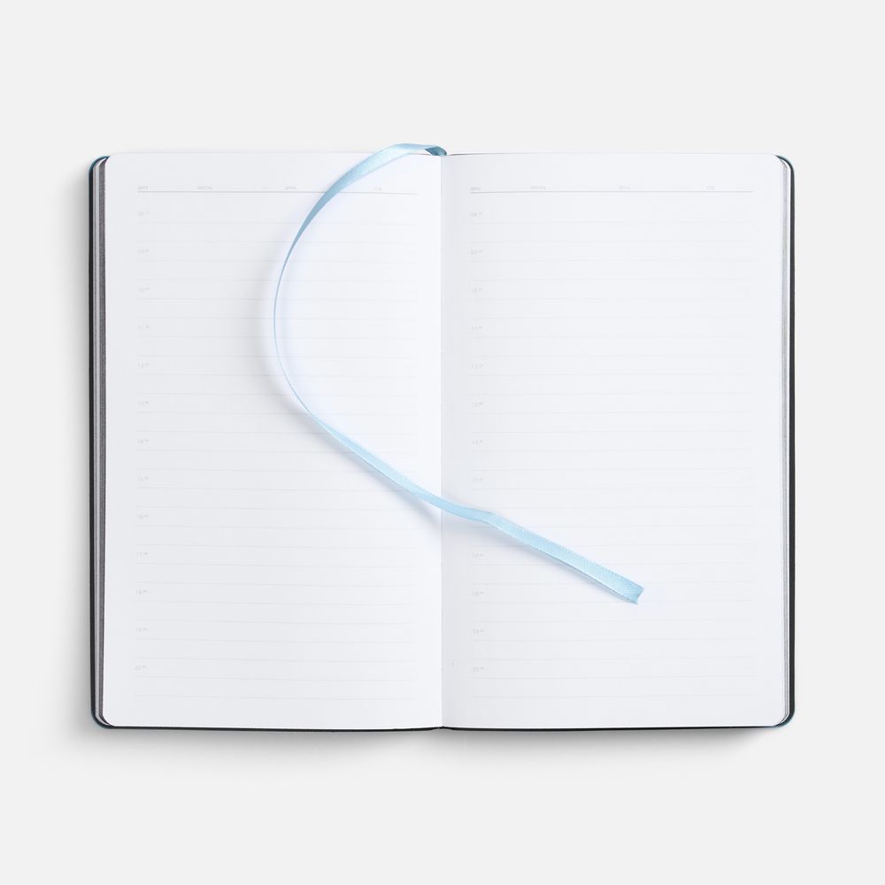 Ежедневник Trait, недатированный, черный с голубым / Миниатюра WWW (1000)