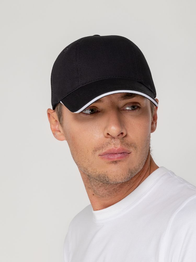 Бейсболка Canopy, черная с белым кантом / Миниатюра WWW (1000)