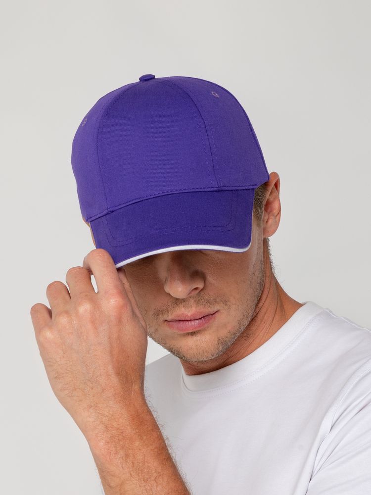 Бейсболка Canopy, фиолетовая с белым кантом / Миниатюра WWW (1000)