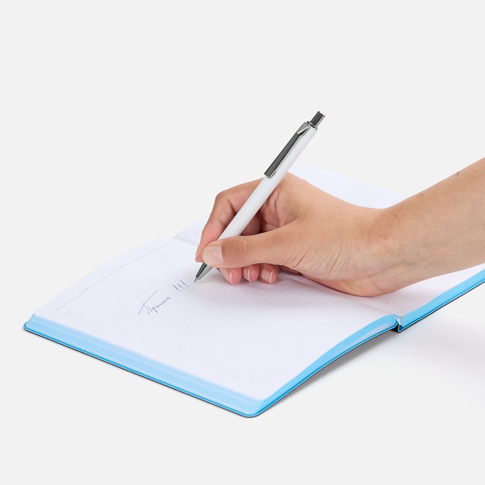 Ручка шариковая Lobby Soft Touch Chrome, белая / Миниатюра WWW (1000)