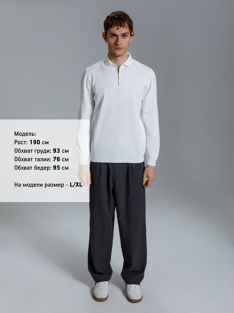 Рубашка поло мужская с длинным рукавом Terrazzo, белая / Миниатюра модельного (1000)