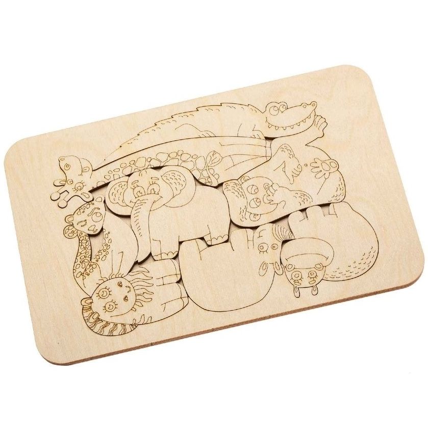 Пазл-раскраска Wood Games, африканские животные / Миниатюра WWW (1000)