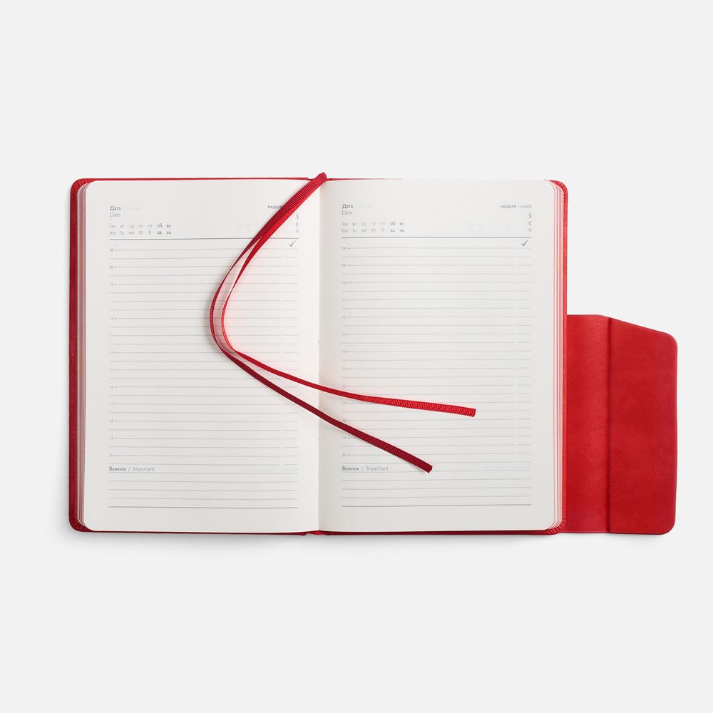 Ежедневник Leadmark, недатированный, красный / Миниатюра WWW (1000)