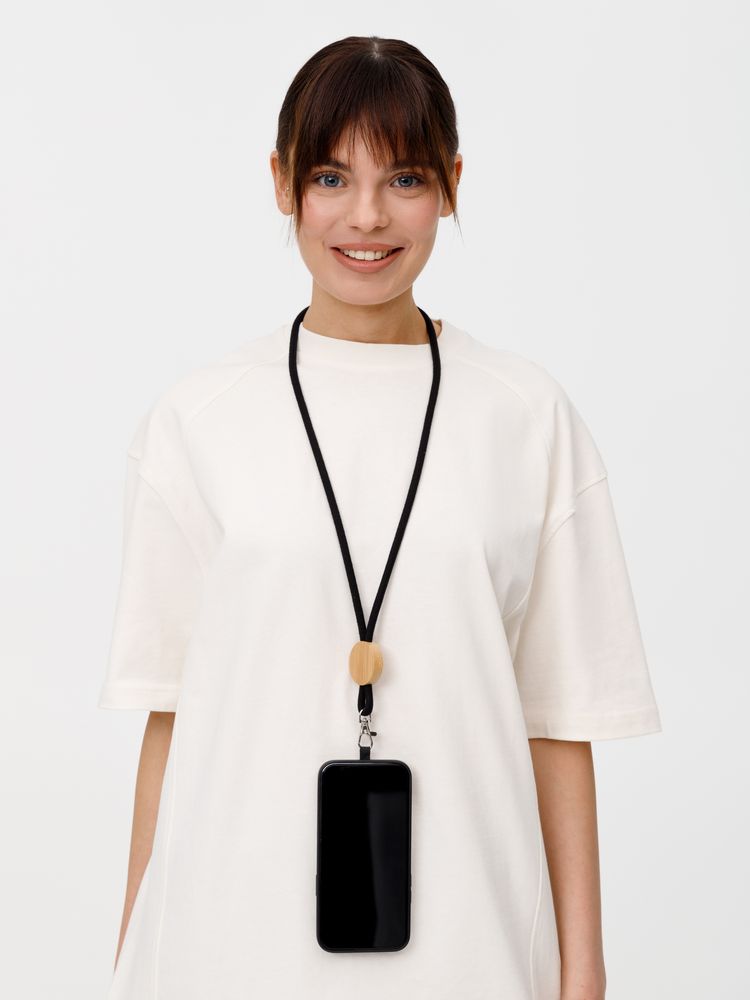 Шнурок для бейджа Tube Wood, черный / Миниатюра WWW (1000)