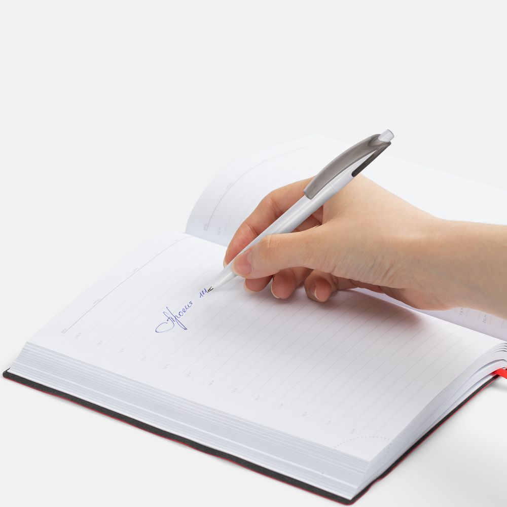 Ручка шариковая Bento, белая с серым / Миниатюра WWW (1000)