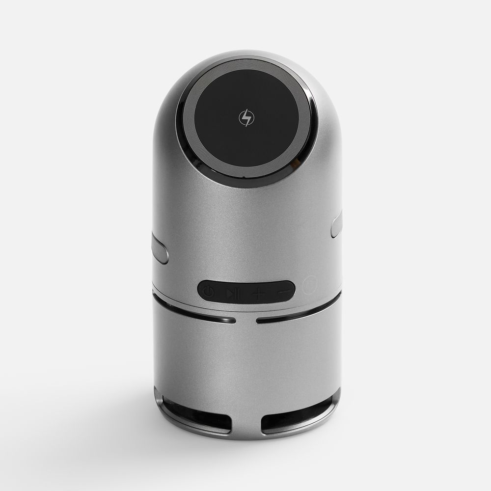Bluetooth-колонка с беспроводной зарядкой Droid, серая / Миниатюра WWW (1000)