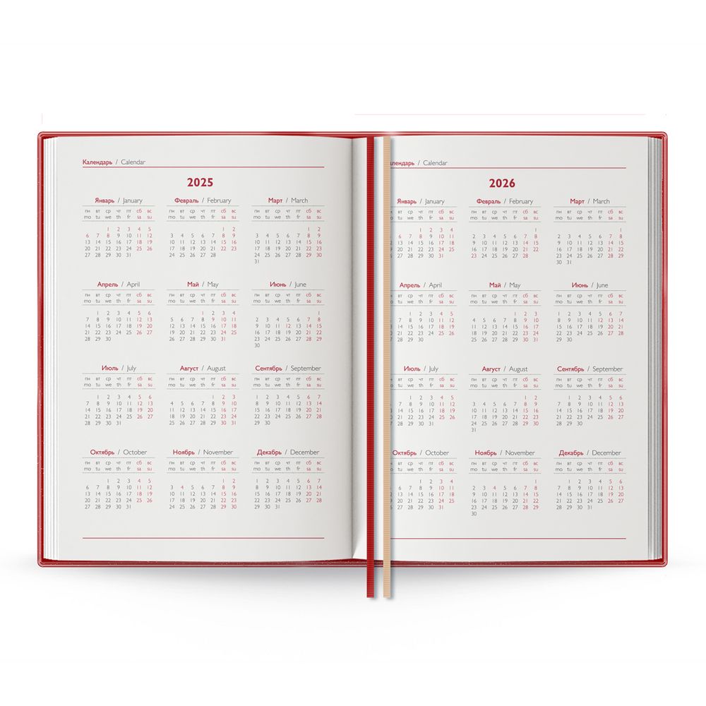 Ежедневник Lugo, датированный, красный / Миниатюра WWW (1000)