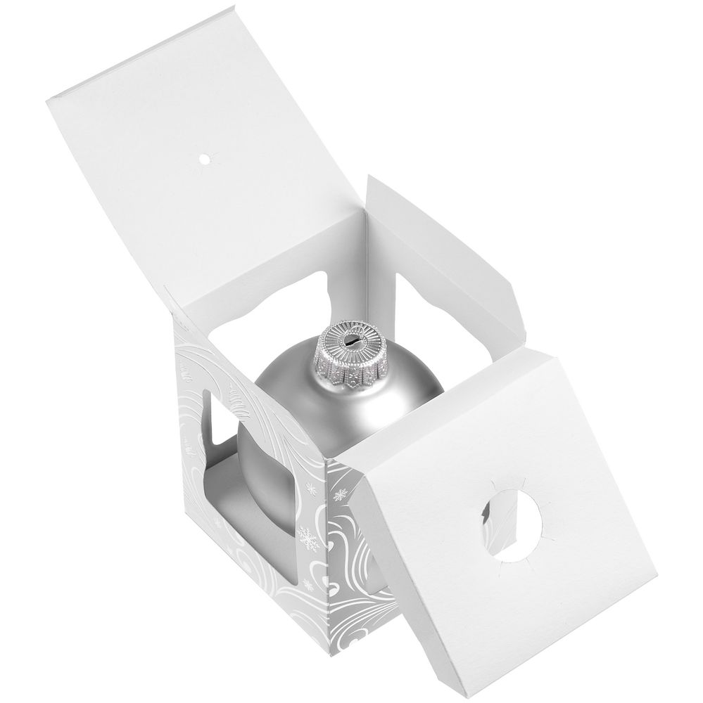 Елочный шар Gala Night Matt в коробке с тиснением, серебристый, 8 см / Миниатюра WWW (1000)