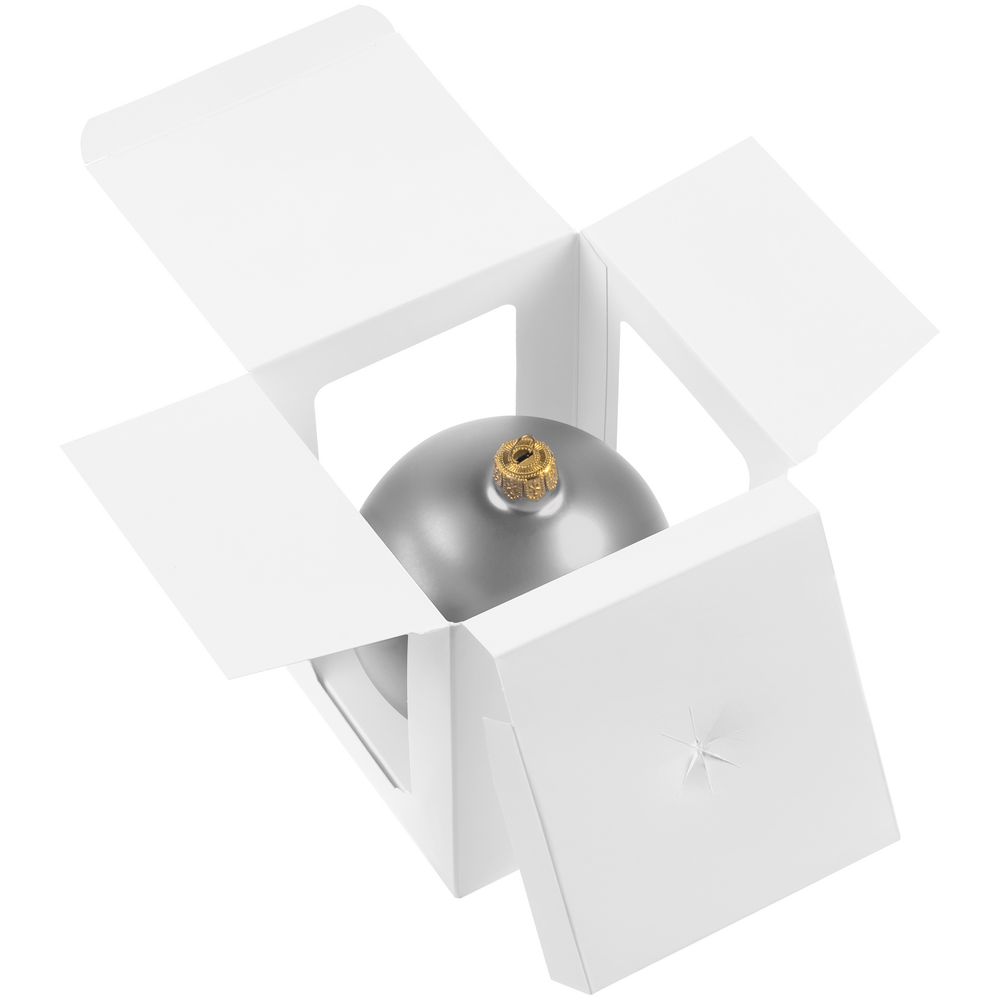 Елочный шар Gala Matt в коробке, серебристый, 10 см / Миниатюра WWW (1000)