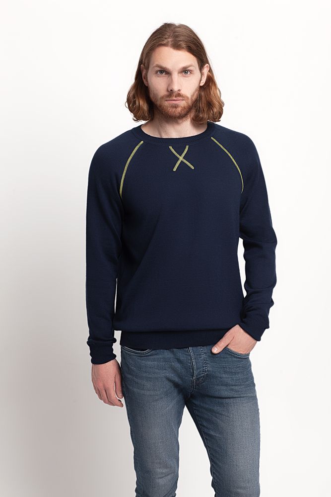 Джемпер Stitch с контрастной отделкой, синий с зеленым / Миниатюра WWW (1000)