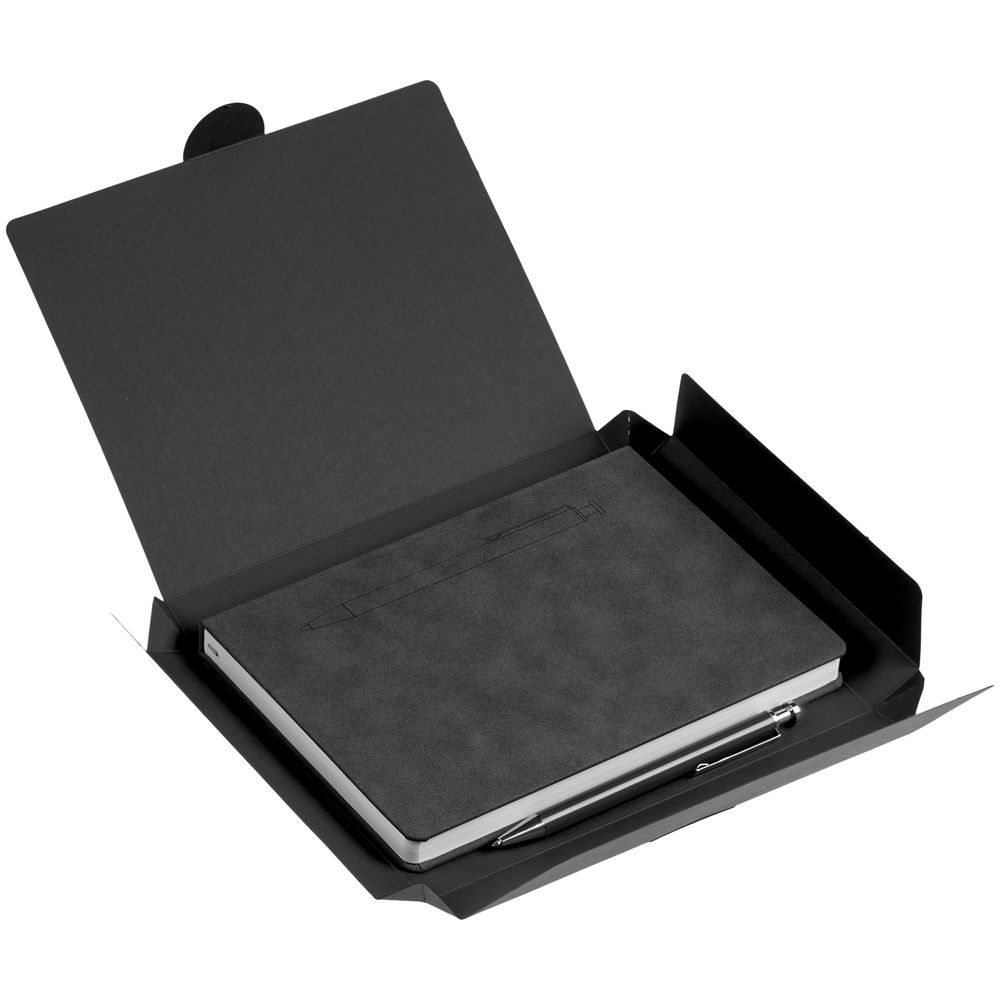 Набор Magnet с ежедневником, серый с черным / Миниатюра WWW (1000)