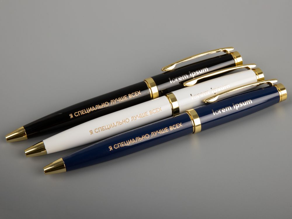 Ручка шариковая Letra Gold, глянцевая, черная / Миниатюра WWW (1000)