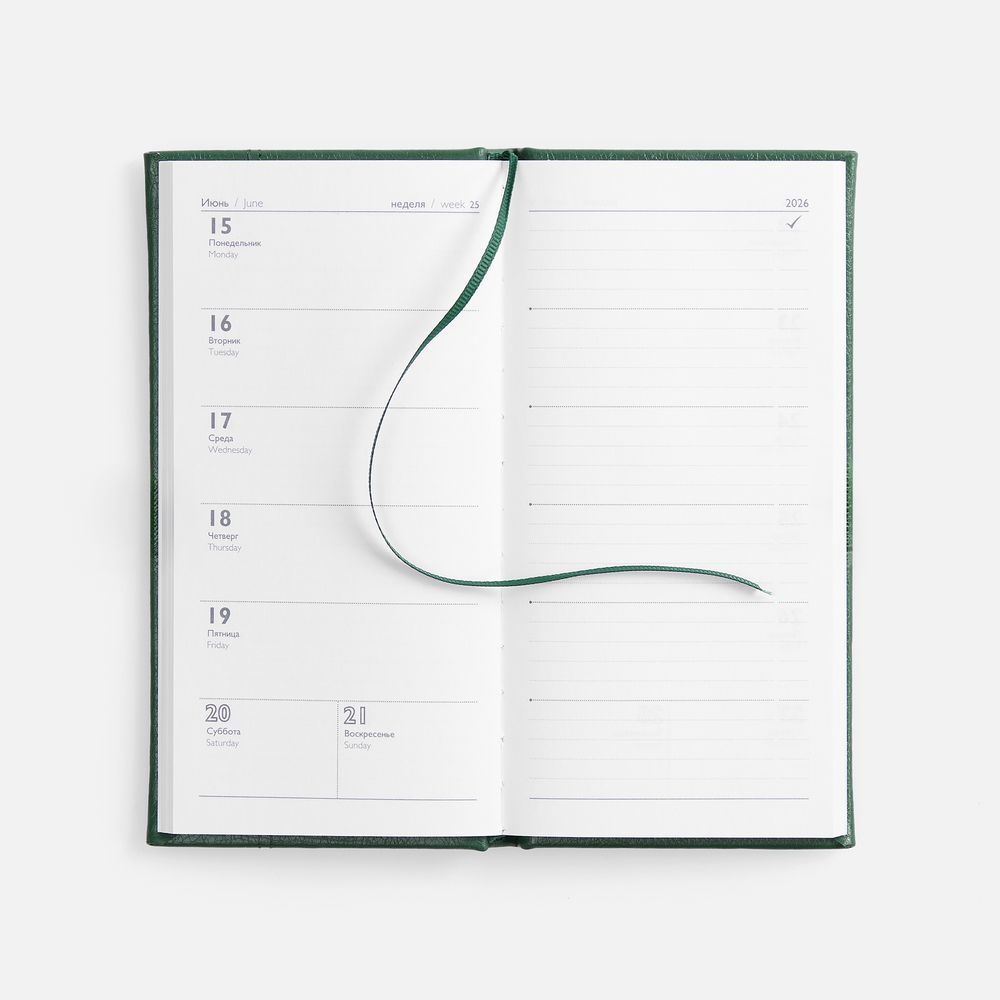 Еженедельник Baza, датированный, зеленый / Миниатюра WWW (1000)