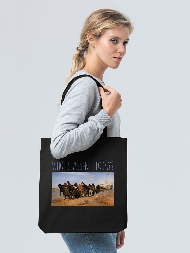 Холщовая сумка Who Is Absent Today, черная / Миниатюра WWW (1000)