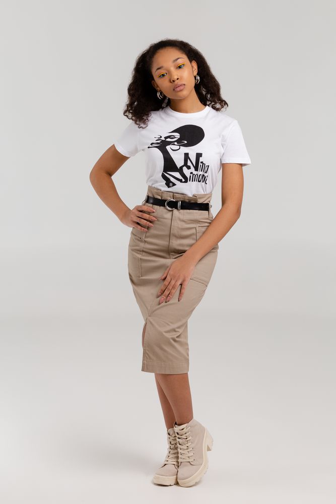 Футболка женская «Меламед. Nina Simone», белая / Миниатюра WWW (1000)