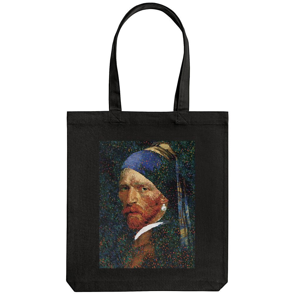 Холщовая сумка «Мужчина с жемчужной сережкой», черная / Миниатюра WWW (1000)