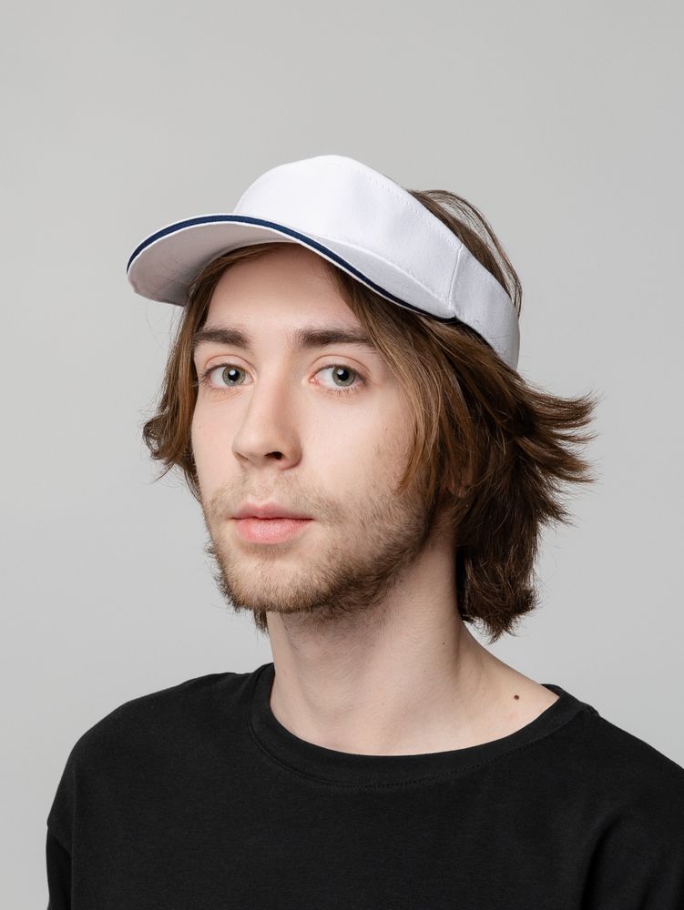 Козырек Active, белый с темно-синим кантом / Миниатюра WWW (1000)