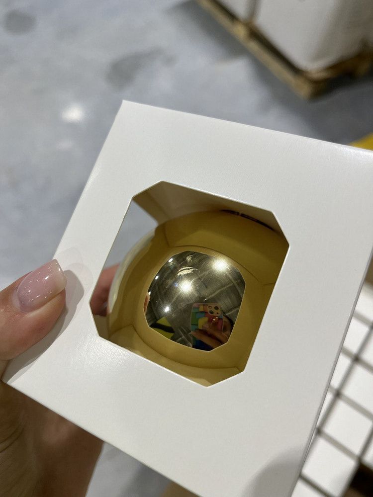 Оформительский шар Finery, 8 см, глянцевый золотистый / Миниатюра WWW (1000)