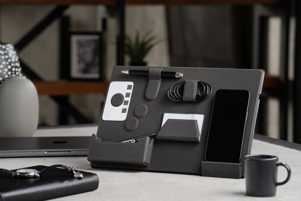 Настольный органайзер с беспроводной зарядкой Oiro, серый / Миниатюра WWW (1000)