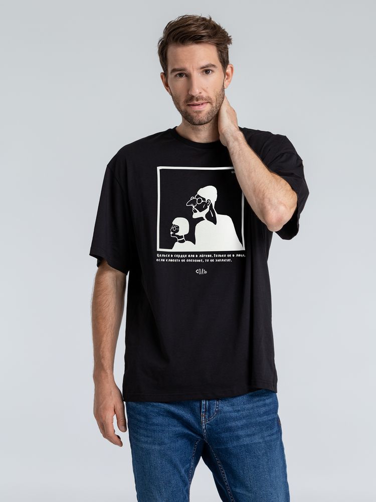 Футболка оверсайз «Леон», черная / Миниатюра WWW (1000)