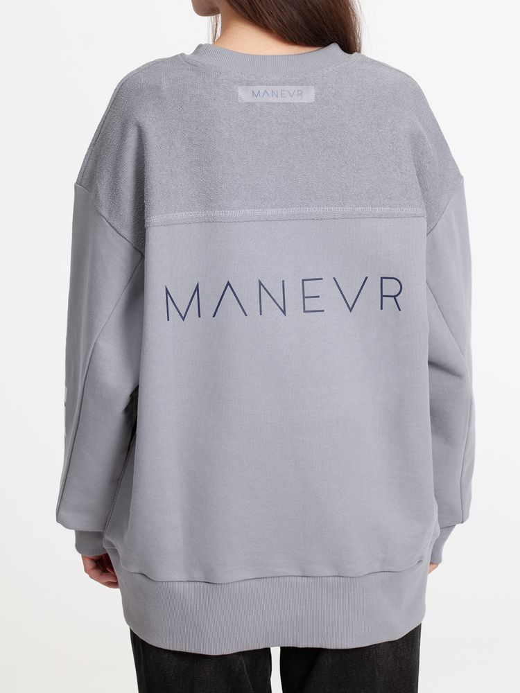 Свитшот оверсайз унисекс Vozduh, светло-серый / Миниатюра нанесения (1000)