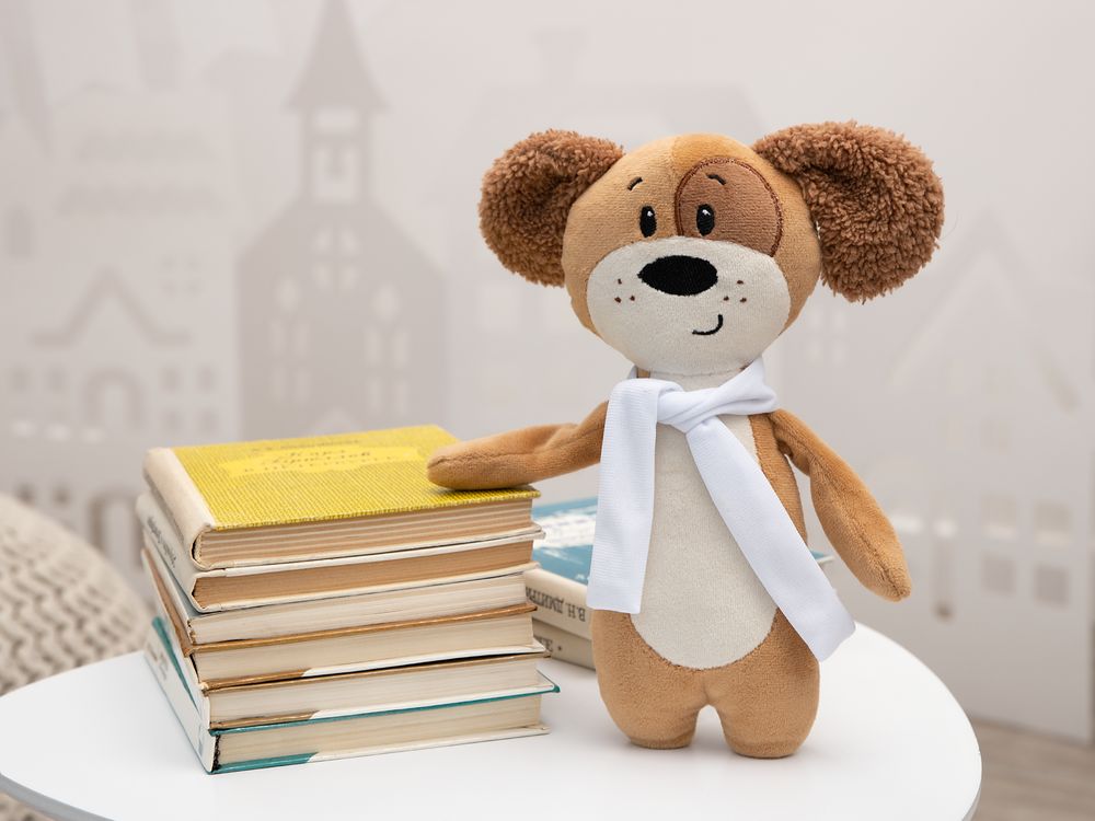 Мягкая игрушка Beastie Toys, собачка с белым шарфом / Миниатюра WWW (1000)