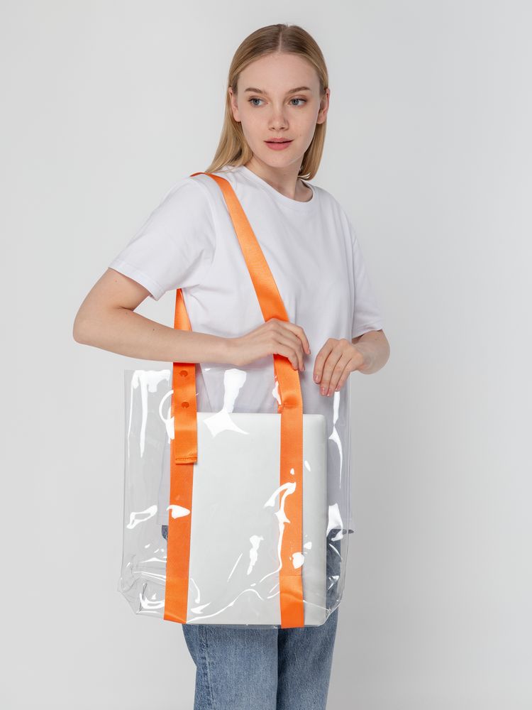 Шоппер Clear Fest, прозрачный с оранжевыми ручками / Миниатюра WWW (1000)