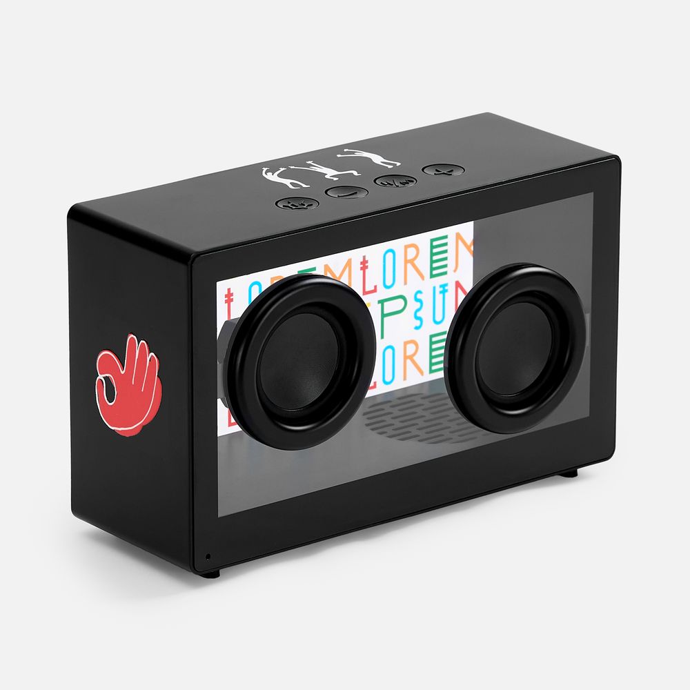 Bluetooth-колонка со светомузыкой Sensofonic, черная / Миниатюра нанесения (1000)