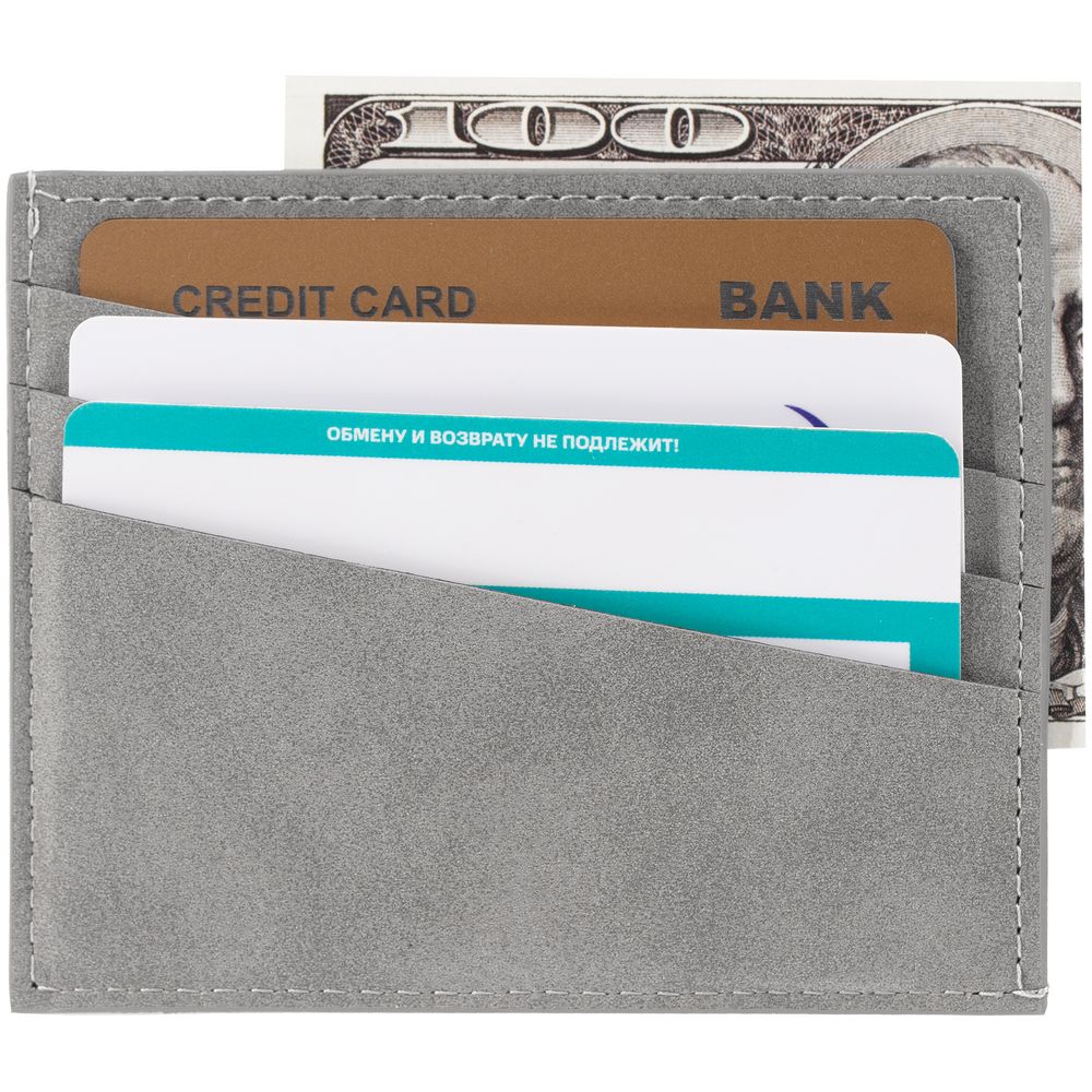 Чехол для карточек Nubuk, светло-серый / Миниатюра WWW (1000)