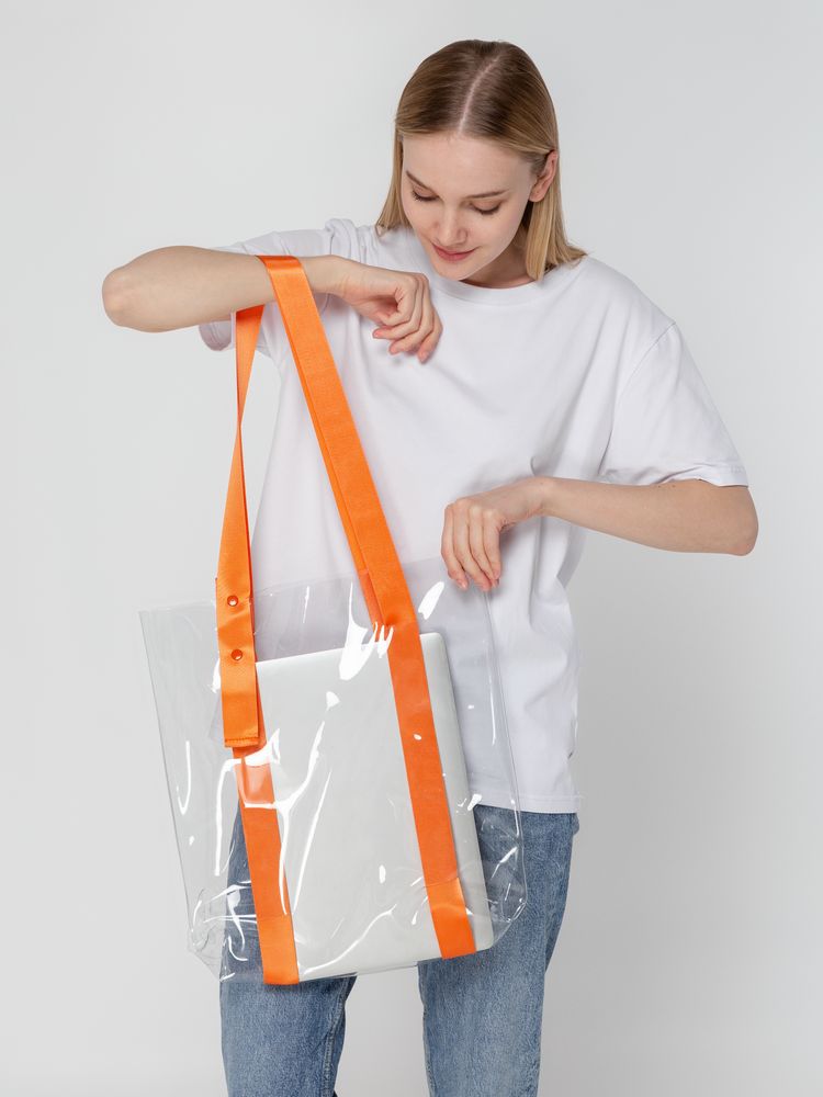 Шоппер Clear Fest, прозрачный с оранжевыми ручками / Миниатюра WWW (1000)
