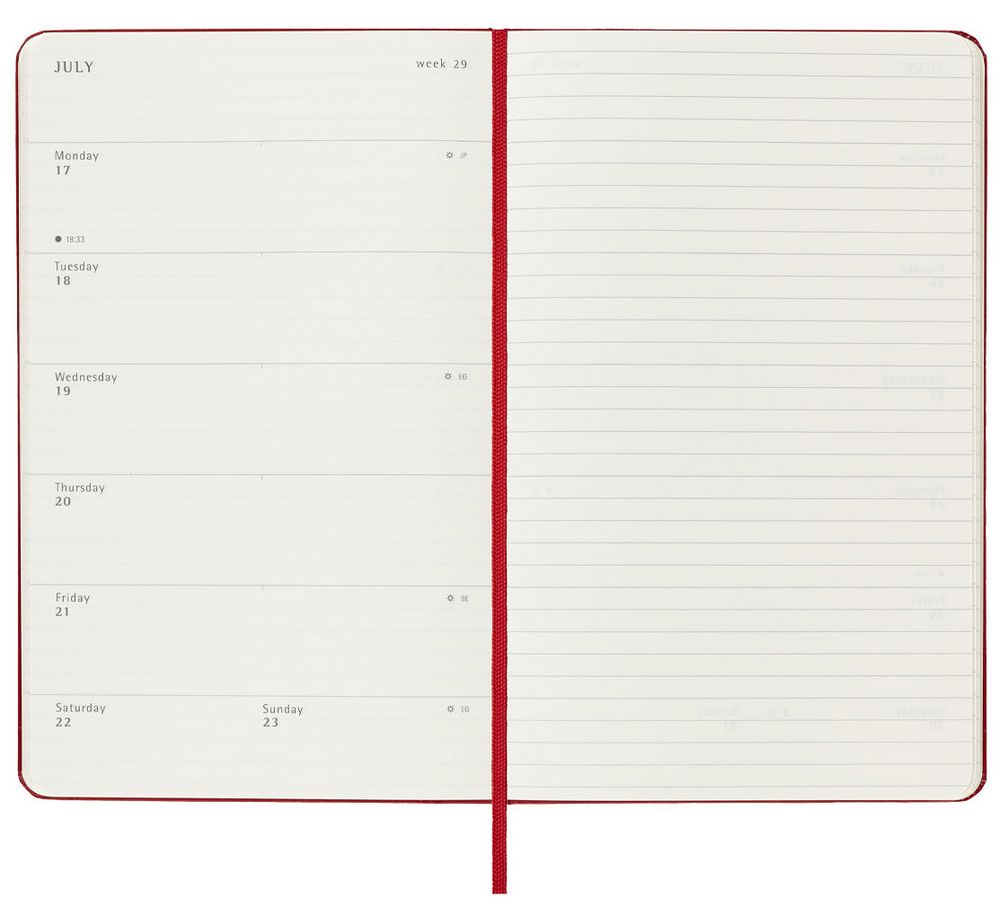 Еженедельник Moleskine Classic Large, датированный, красный / Миниатюра WWW (1000)