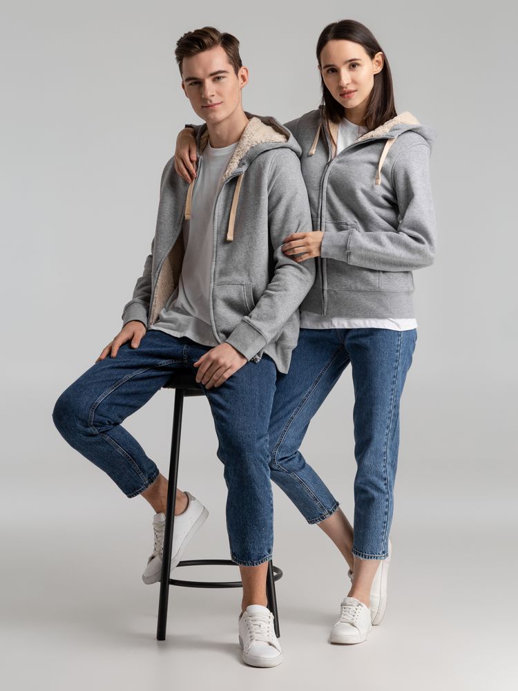 Толстовка унисекс на молнии Sherpa 280, серый меланж / Миниатюра WWW (1000)