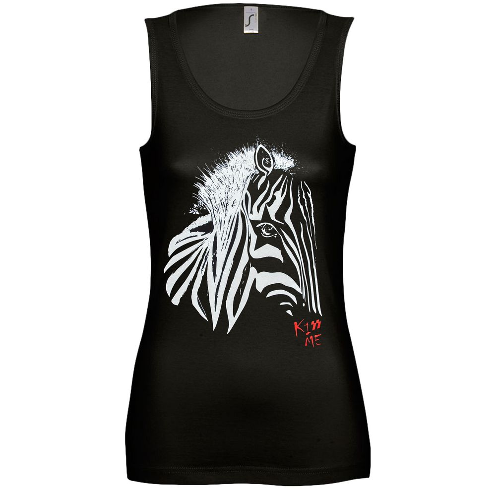 Майка женская «Арт-рокстар. Kiss Me», черная / Миниатюра WWW (1000)