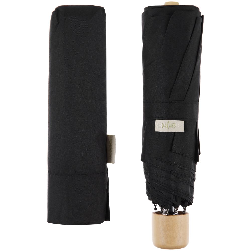 Зонт складной Nature Mini, черный / Миниатюра WWW (1000)