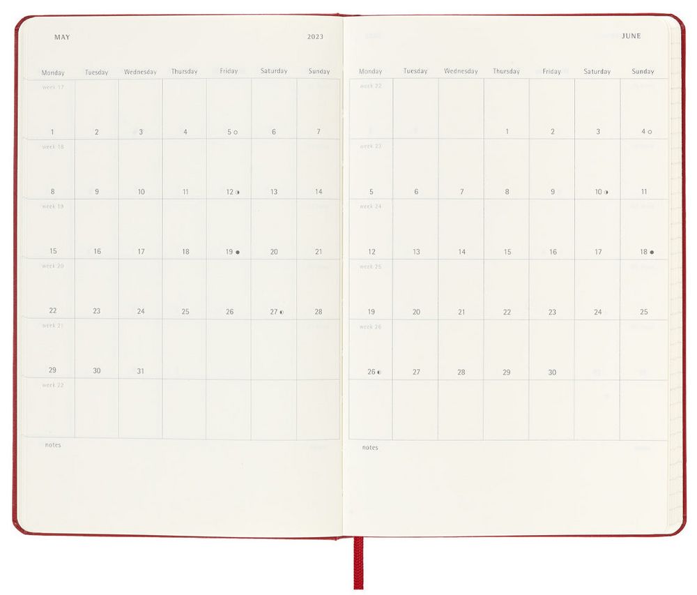 Еженедельник Moleskine Classic Large, датированный, красный / Миниатюра WWW (1000)