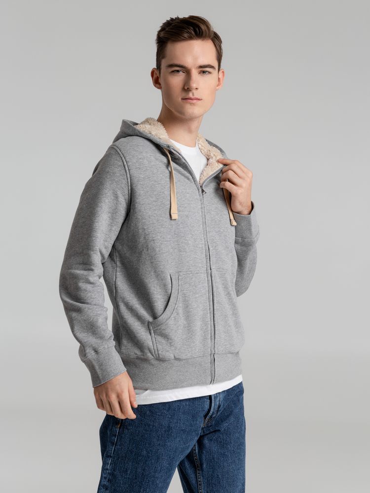 Толстовка унисекс на молнии Sherpa 280, серый меланж / Миниатюра WWW (1000)