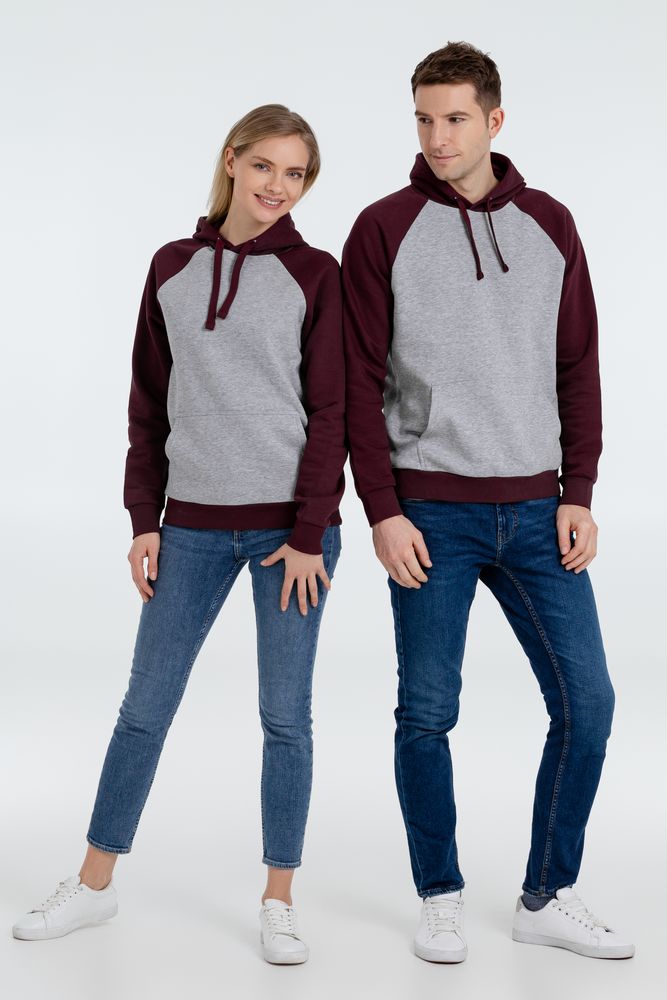 Толстовка унисекс Seattle, серый меланж с бордовым / Миниатюра WWW (1000)