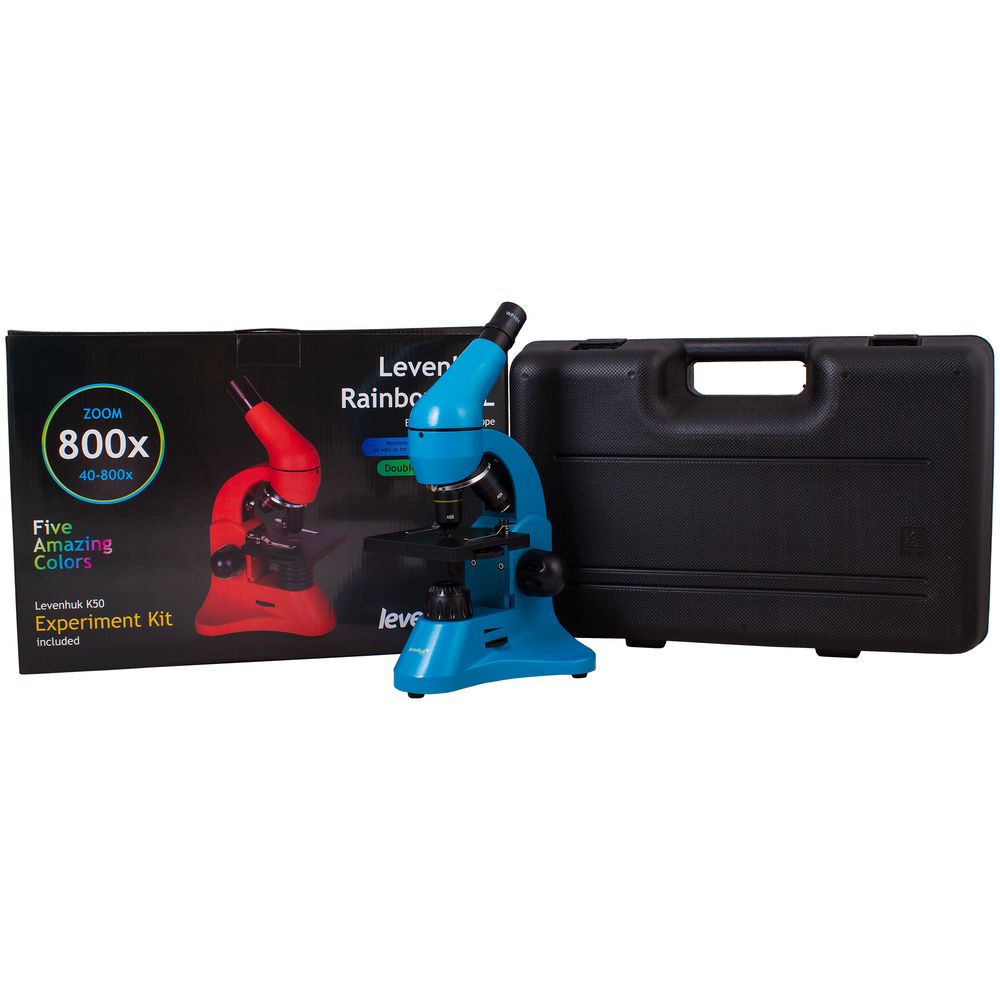 Монокулярный микроскоп Rainbow 50L с набором для опытов, голубой / Миниатюра WWW (1000)