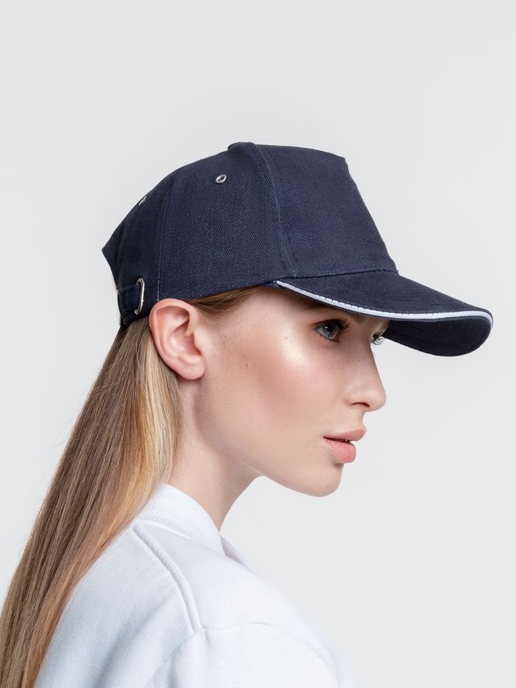 Бейсболка Classic, темно-синяя с белым кантом / Миниатюра WWW (1000)