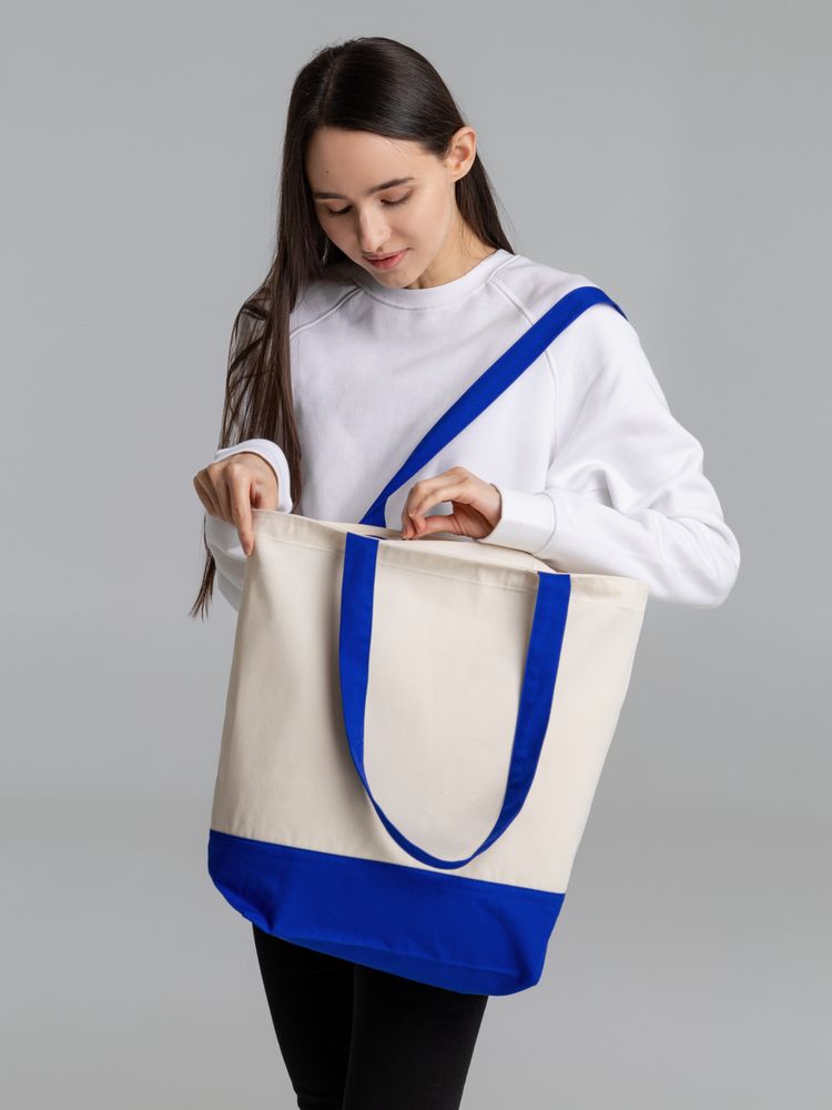 Сумка для покупок на молнии Shopaholic Zip, неокрашенная с синим / Миниатюра WWW (1000)