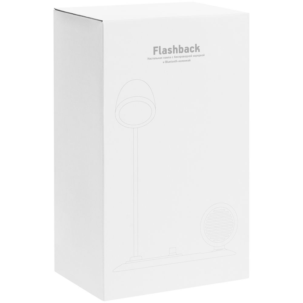 Лампа с колонкой и беспроводной зарядкой Flashback, белая / Миниатюра (упак) (1000)